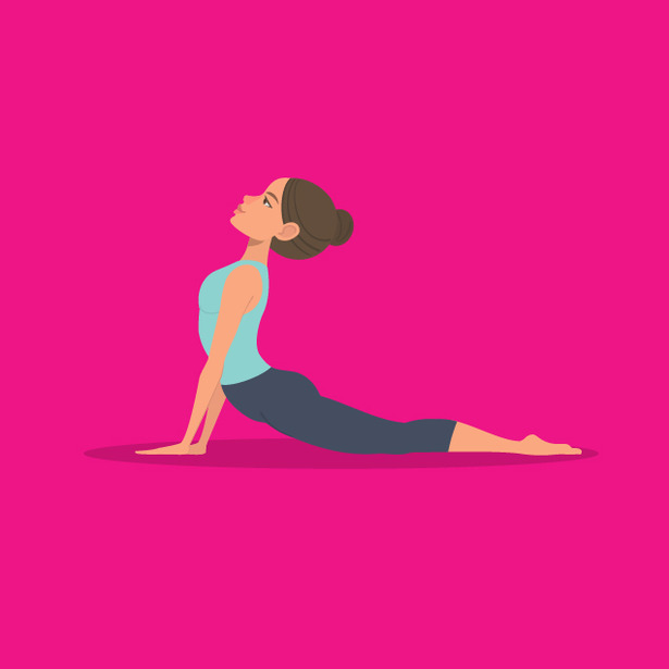 Imagen de una chica haciendo yoga sobre un fondo rosa - Saba